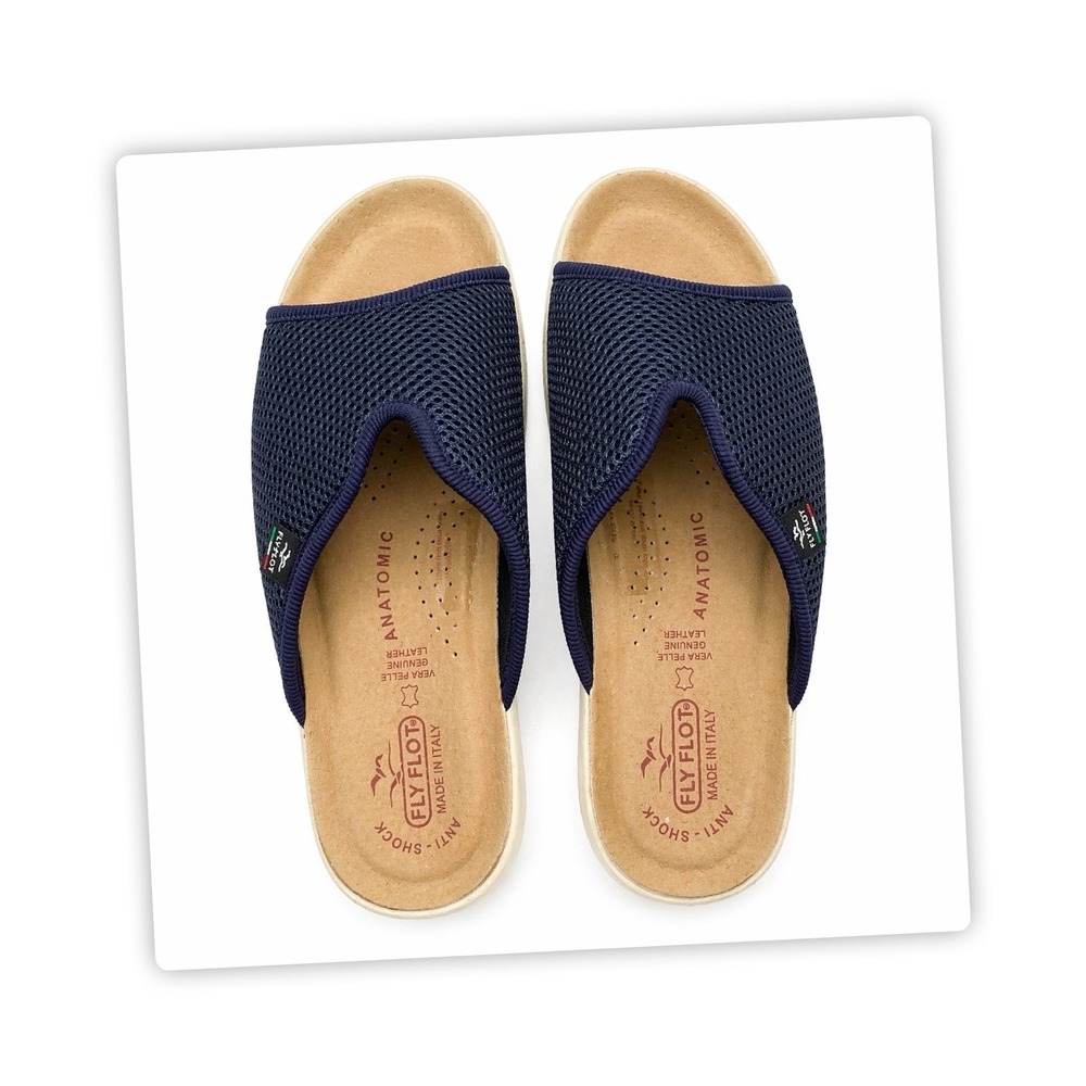 Fly Flot Slide Sandals Women EU40 US9 Navy Blue Comfort Anatomical Slip On